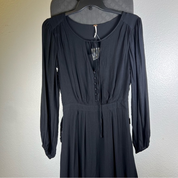 Free People Women’s Black Long Sleeve Dress Size 4 - Picture 1 of 9